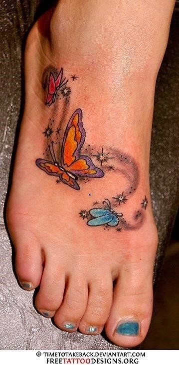001 butterfly foot tattoo