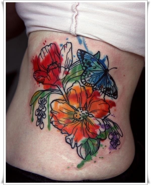 1 watercolor flower tattoo