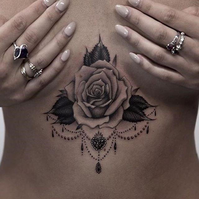 10 rose sternum tattoo