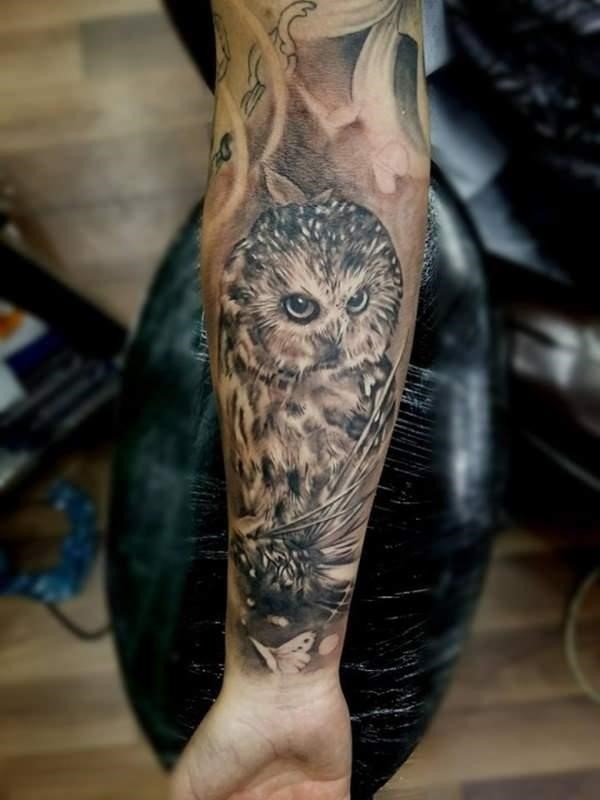 owl tattoo inner arm