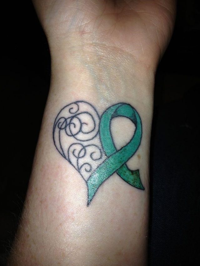 1759925643 green ribbon cancer tattoo on left forearm good ideas for boy and girl 141105080384gnk