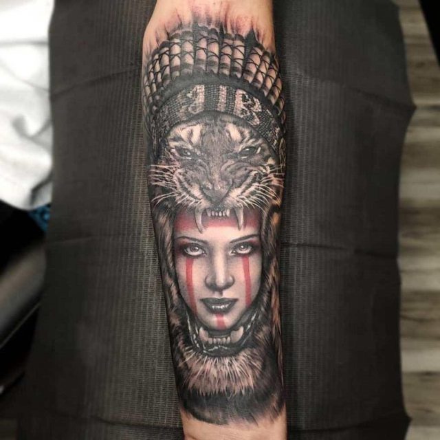 1 Native American woman tattoo
