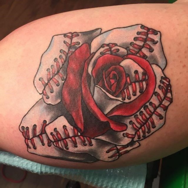 1ec14d9d29e7b818e6ee2eac1b623ef4  softball tattoos baseball rose tattoo