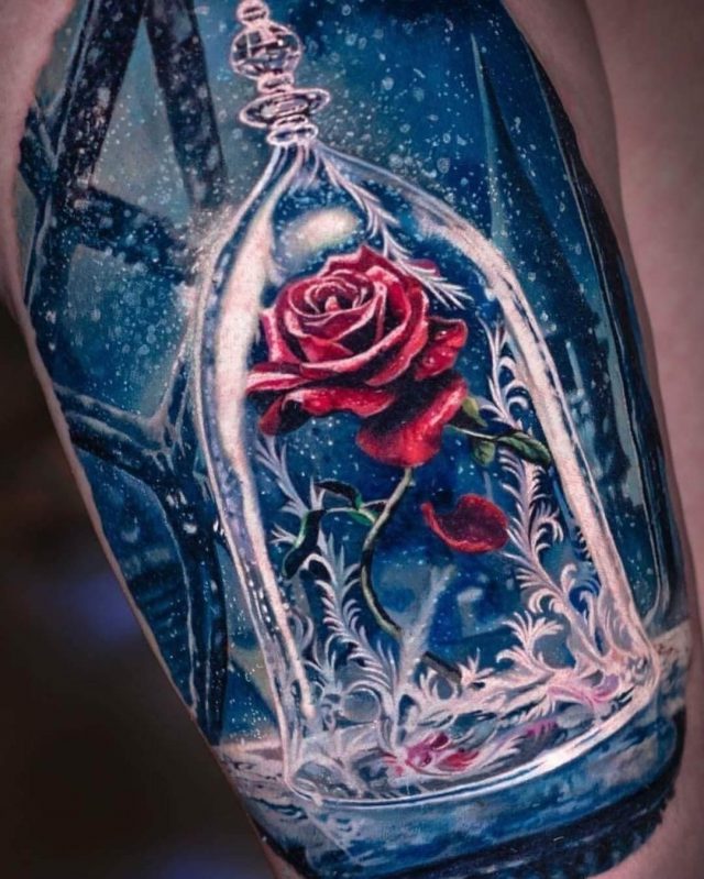 29 Beauty And The Beast Rose Tattoo