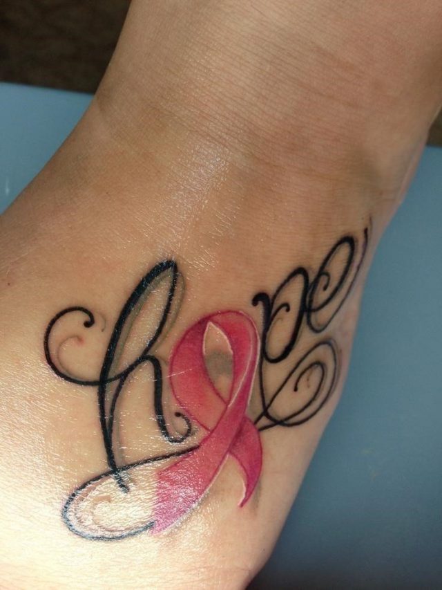 3D Hope Breast Cancer Tattoo Design For Arm