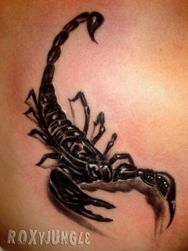 3d black scorpio tattoo