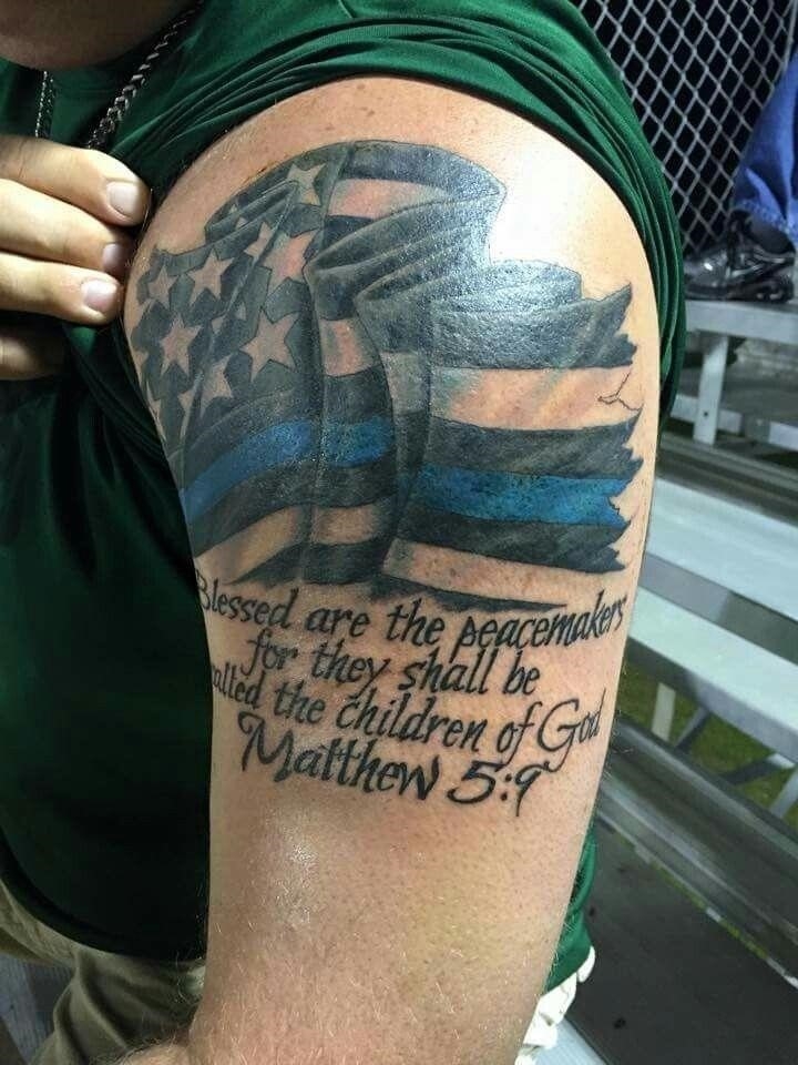 Police flag black and blue respect tattoo Mike Long Anchored Ink  Eugene Oregon  Viking tattoos Tattoos Police flag