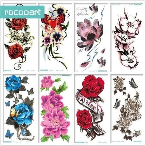 8 Sheets Floral Waterproof Temporary Tattoo Flower Fake Tattoos Vintage Tribal Lotus Rose Body Tattoo For