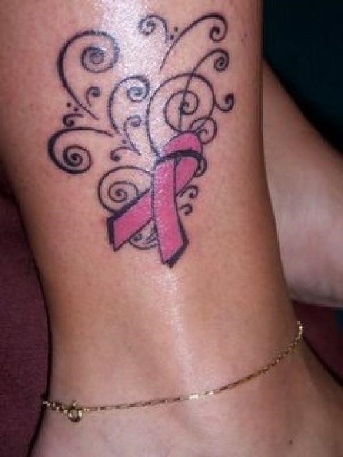9 Cancer Ribbon Tattoo