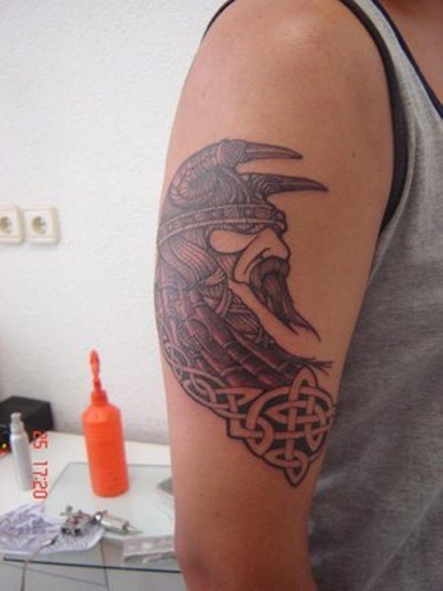 Adorable Viking Shoulder Tattoo Design st6101