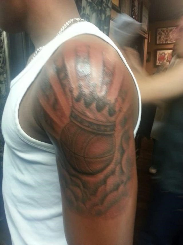 Anthonys Basketball With Crown Tattoo