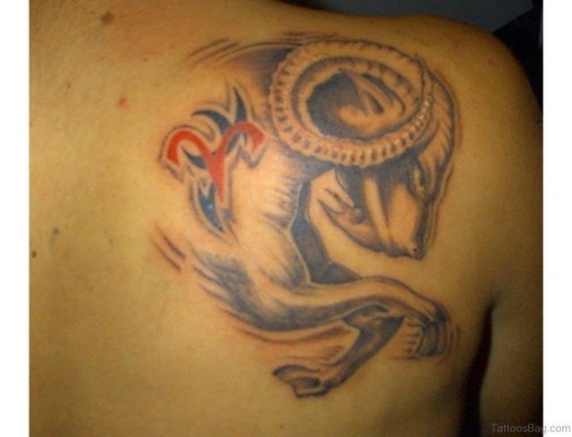 Aries Shoulder Back Tattoo zst1009
