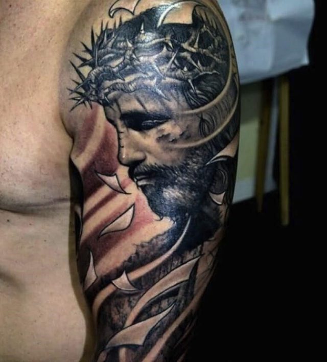 Arm Piece of Jesus Looking Solemn