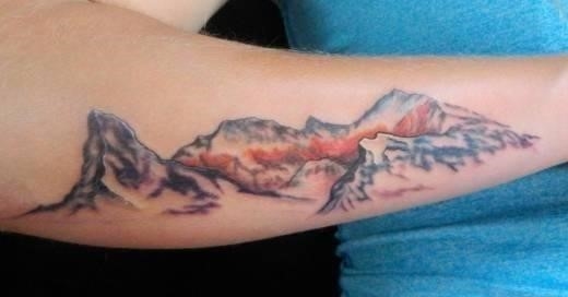 Attractive Mountains Tattoo Design For Forearm