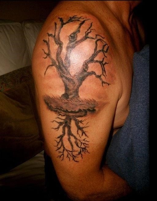 Awesome Tree Of Life Tattoo On Right Half Sleeve For Men
