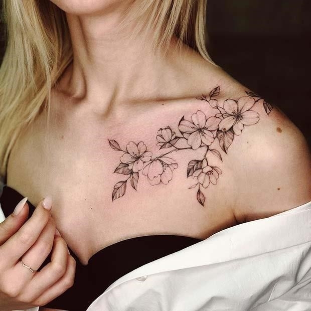 Flower Collarbone Tattoo  Ace Tattooz