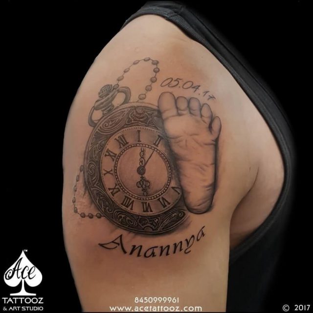 Baby Foot Mark Clock Tattoo