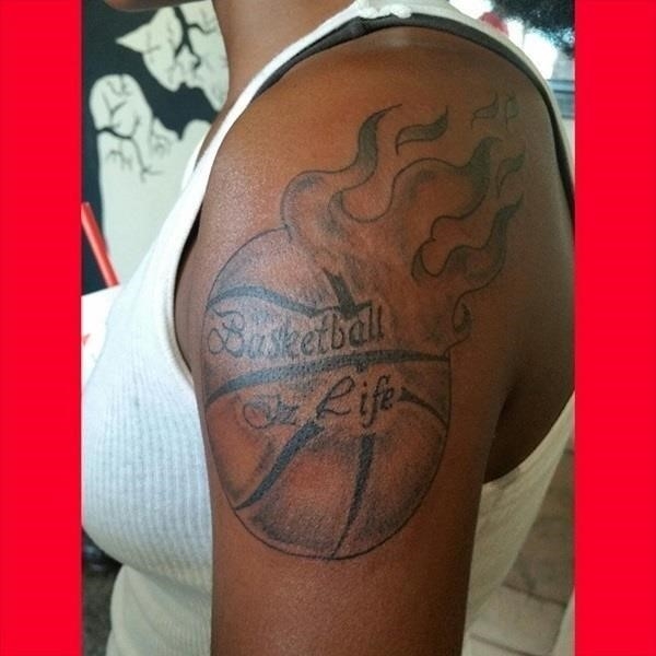Basketball In Life Tattoo On Half Sleeve