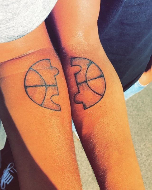 Basketball Puzzle Sibling Tattoo Idea