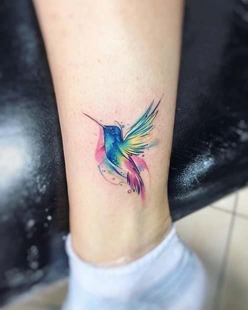 Watercolor Colorful Hummingbird Tattoo Design – Tattoos Wizard Designs