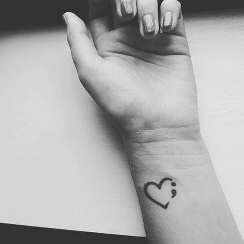 Beautiful Semicolon Heart Tattoo