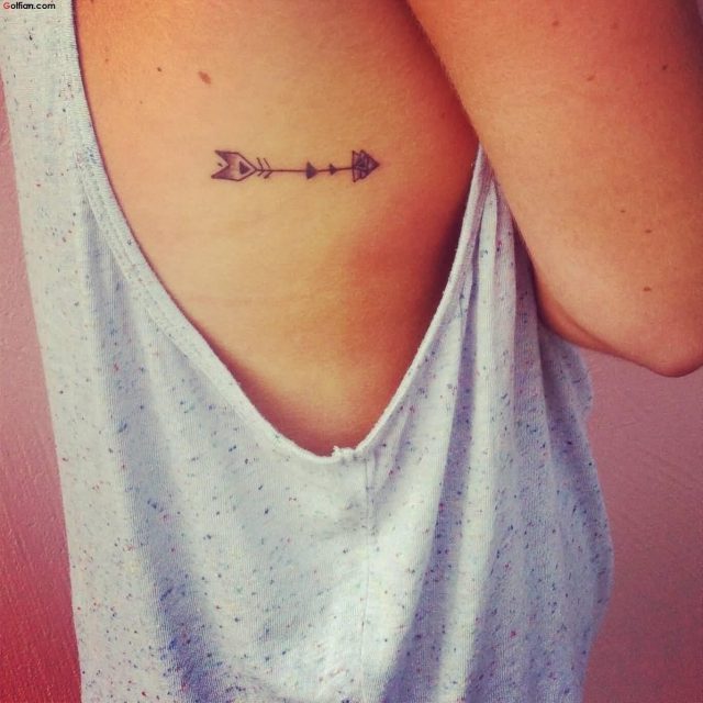 Beautiful Traditional Arrow Tattoo On Rib