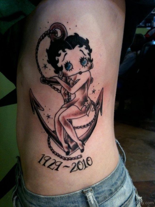 Betty Boop Tattoo On Rib TB132