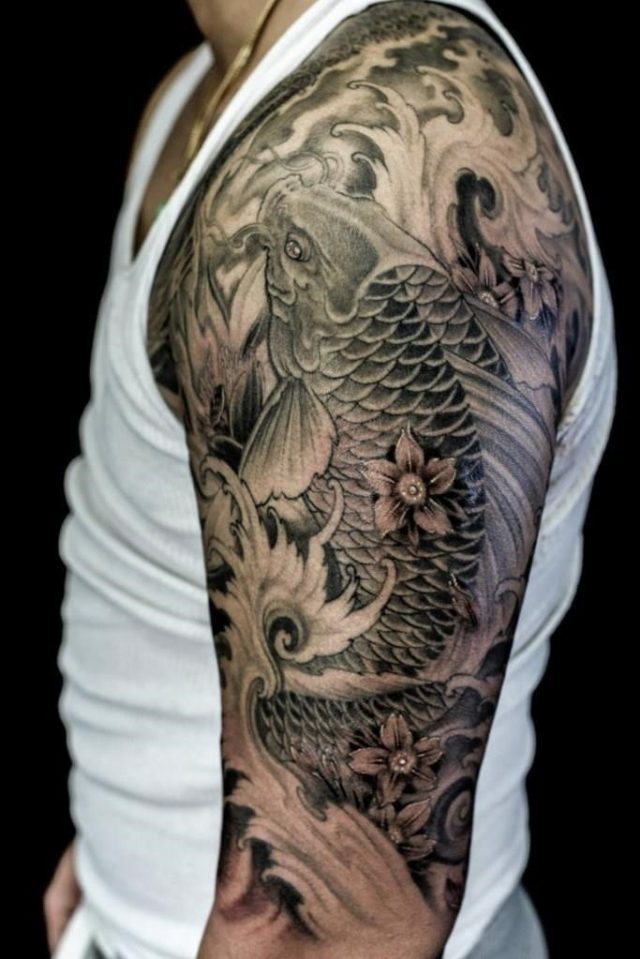 Black Koi Tattoo on Your Shoulder