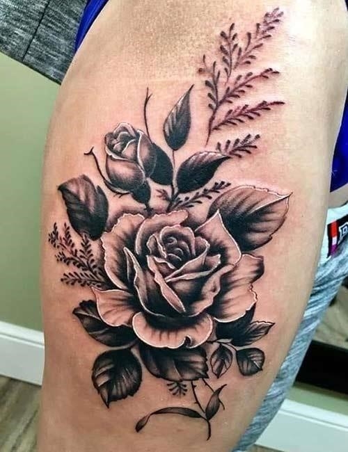 Black Rose Hip Tattoo