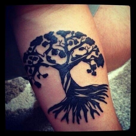 Black Tree Of Life Forearm Tattoo