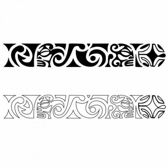 Black Two Maori Wristband Tattoo Stencil