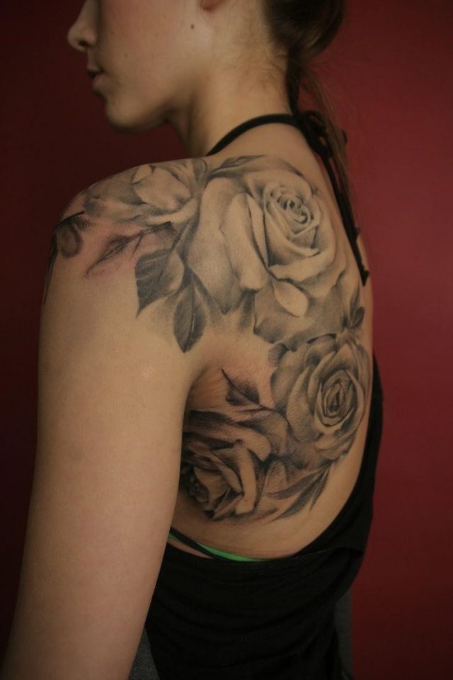 Black amazing shoulder tattoo