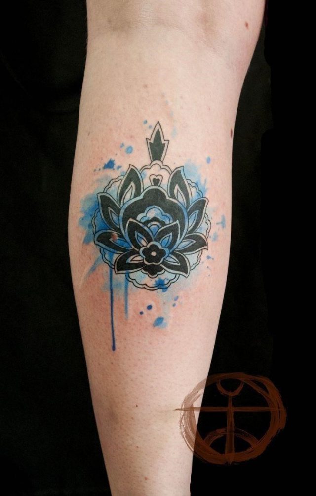 Black lovely watercolor tattoo