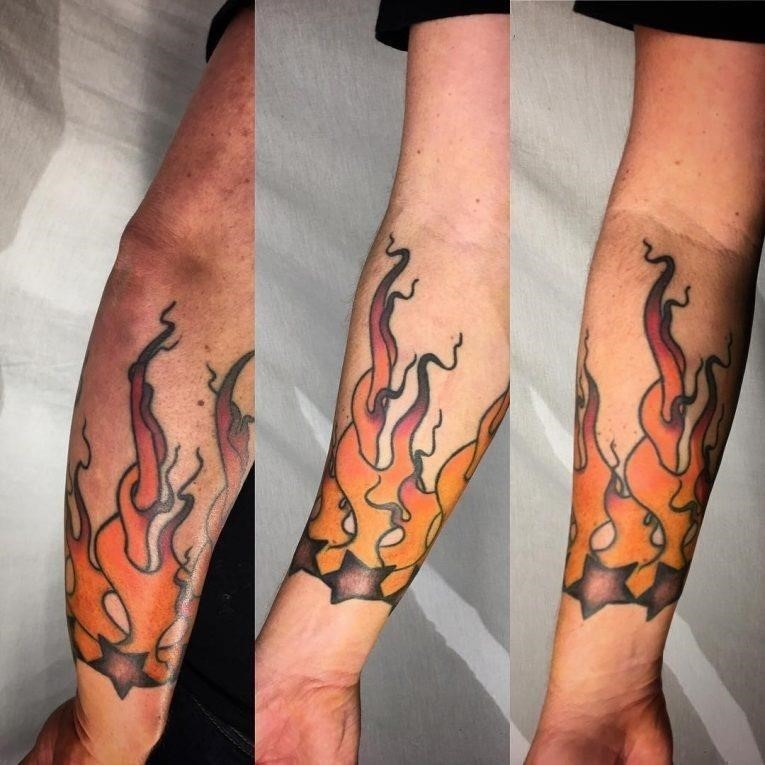 Herbal Juice Hand-painted Flame Temporary Tattoo Stickers - Lasting For 1-2  Weeks, Waterproof And Friction-resistant - Temu Austria