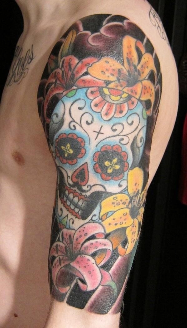 Candy Skull Tattoo Sleeve