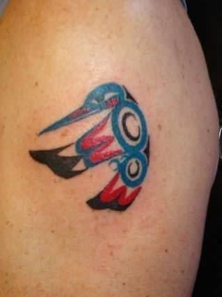 Color Tribal Hummingbird Tattoo