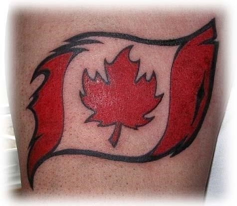Colorful Canadian Flag Tattoo Design
