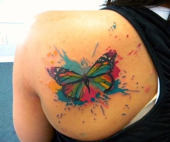 Colorful Modern Butterfly Tattoo Design st63057