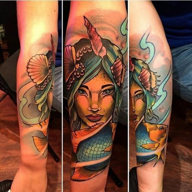 Colorful Sleeve Tattoo For Girls