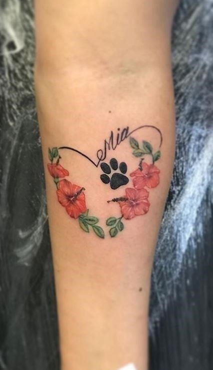 Dog Memorial Tattoo with Heart 04