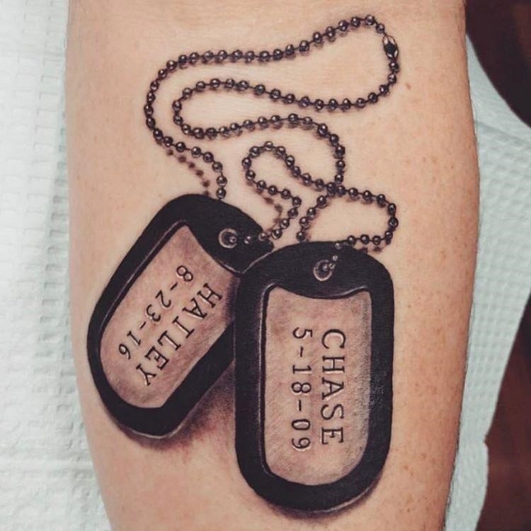 Dog Tags and American Flag Tattoo Idea