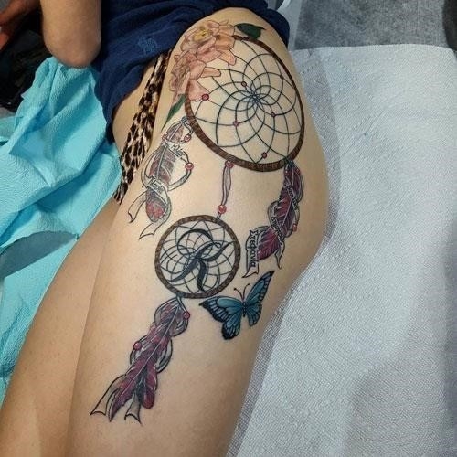 Dreamcatcher Designs Dream Catcher Tattoo On Thigh