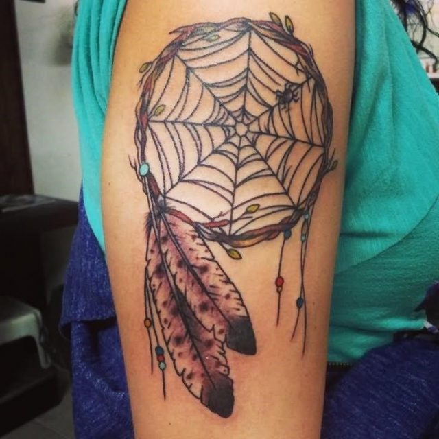 Dreamcatcher Tattoo On Girl Right Half Sleeve