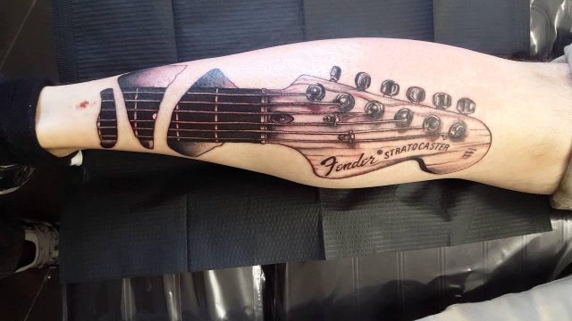 Fender Stratocaster guitar tattoo