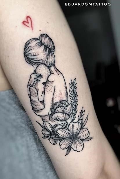 Floral Mother and Child Tattoo 1