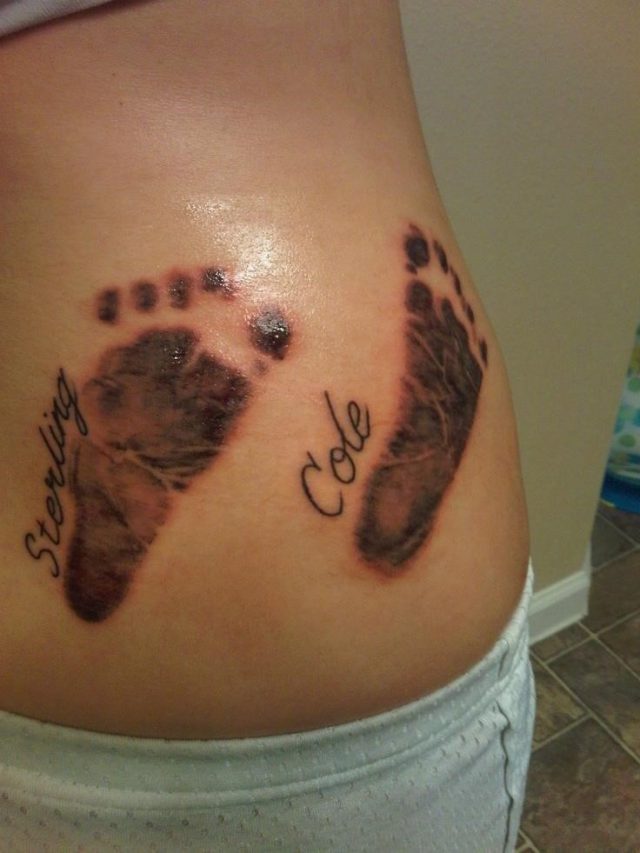 Footprint Tattoo On Rib Side