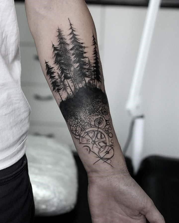 Pin by Mars San on Montagne  Nature tattoo sleeve Wilderness tattoo Wolf  tattoo sleeve