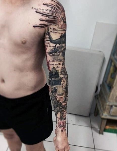 Navy Army Tattoo On Chest