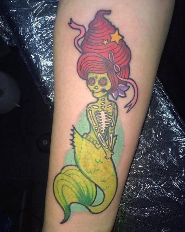 Funny Zombie Mermaid Tattoo