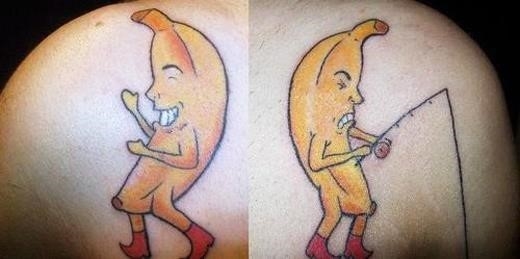 Funny banana tattoo design